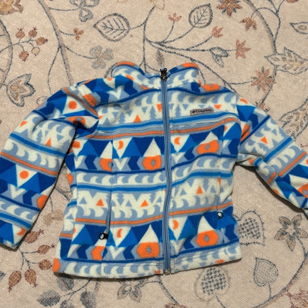 Columbia Toddlers' Fleece Jacket in Blue and Orange Pattern